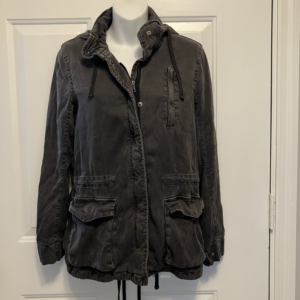 Standard James Perse Sz 0 Coat Heavy Jacket Women's Small Gray Linen Lyocell
